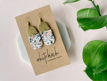 Load image into Gallery viewer, *SALE* Terrazzo Leather with Brass Accent Earrings with Raw Brass Hooks