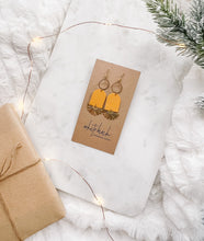 Load image into Gallery viewer, Mustard Yellow Leather & Brass Sunburst Geometric Earrings