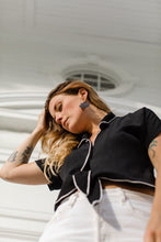 Load image into Gallery viewer, Black Leather Statement Earrings
