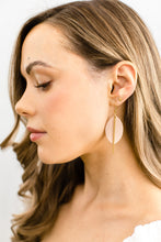 Load image into Gallery viewer, Blush Pink Petal Leather and Brass Bar Earrings