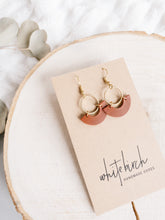 Load image into Gallery viewer, Chestnut Brown Leather & Brass Ring Geometric Earrings