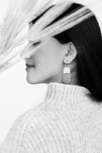Load image into Gallery viewer, *SALE* Terrazzo Leather with Brass Accent Earrings with Raw Brass Hooks