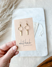 Load image into Gallery viewer, Mini Brass Circle & Bar Statement Earrings