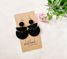 Load image into Gallery viewer, Black Leather Statement Earrings