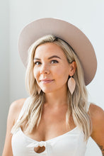 Load image into Gallery viewer, Nude Blush Pink Leather Leaf Earrings