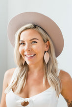 Load image into Gallery viewer, Nude Blush Pink Leather Leaf Earrings