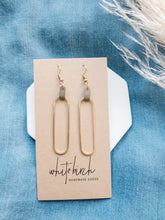 Load image into Gallery viewer, Latte Leather & Brass Oval Accent Earrings