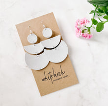 Load image into Gallery viewer, White Saffiano Leather Statement Earrings