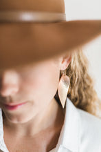Load image into Gallery viewer, Rose Gold Leather Leaf Earrings