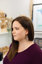 Load image into Gallery viewer, *SALE* Cheetah Print Leather Small Leaf Earrings with Raw Brass Hook
