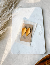 Load image into Gallery viewer, Mustard Yellow Leather Leaf Earrings
