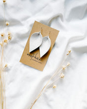 Load image into Gallery viewer, *SALE* Textured White Leather Small Leaf Earrings With Silver Hook
