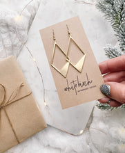 Load image into Gallery viewer, Brass Cut-Out Diamond Statement Earrings