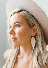 Load image into Gallery viewer, Nude Blush Pink Leather Leaf Earrings