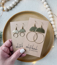 Load image into Gallery viewer, Brass Half Moon Circle Statement Earrings