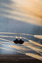 Load image into Gallery viewer, Rootbeer Brown Leather & Mini Brass Disc Geometric Earrings