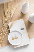 Load image into Gallery viewer, Mustard Yellow Leather & Brass Ring Geometric Earrings