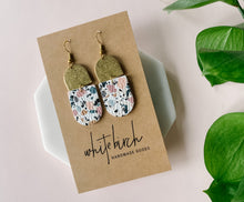 Load image into Gallery viewer, Terrazzo Leather with Brass Accent Earrings