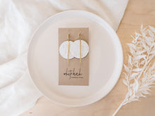 Load image into Gallery viewer, *SALE* White Birch Cork Leather Disc and Brass Bar Earrings