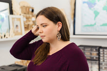 Load image into Gallery viewer, *SALE* Cheetah Print Leather Small Leaf Earrings with Raw Brass Hook