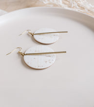 Load image into Gallery viewer, *SALE* White Birch Cork Leather Disc and Brass Bar Earrings