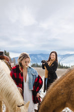 Load image into Gallery viewer, Brown Leather Disc & Brass Half Moon Stacked Dangle Earrings