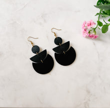 Load image into Gallery viewer, Black Leather Statement Earrings