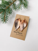 Load image into Gallery viewer, Rose Gold Leather Leaf Earrings