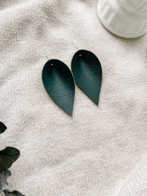 Load image into Gallery viewer, Dark Green Leather Leaf Earrings