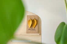 Load image into Gallery viewer, *SALE* Goldenrod Yellow Braided Leather Leaf Earrings
