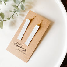 Load image into Gallery viewer, Saffiano White Leather Bar Earrings