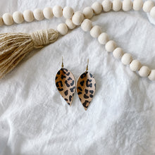 Load image into Gallery viewer, Cheetah Print Leather Leaf Earrings