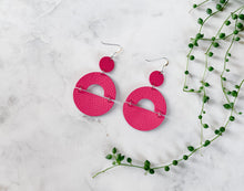 Load image into Gallery viewer, Hot Pink Leather Bold Statement Earrings