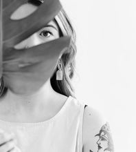 Load image into Gallery viewer, Dark Green Leather with Brass Circle Earrings