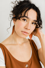 Load image into Gallery viewer, Yukon Cognac Leather Leaf Earrings