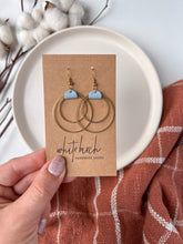 Load image into Gallery viewer, Periwinkle Leather &amp; Brass Circles Earrings
