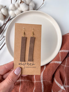 Bruma Brown Leather Bar Earrings