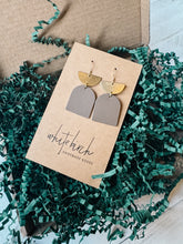 Load image into Gallery viewer, Taupe Leather and Brass Earrings
