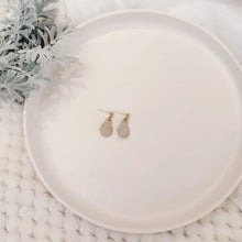 Load image into Gallery viewer, Mini Fog Leather Teardrop &amp; Brass Stud Drop Earrings
