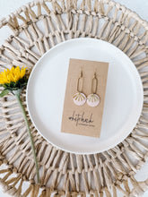 Load image into Gallery viewer, Blush Pink Leather &amp; Brass Sunburst Geometric Earrings

