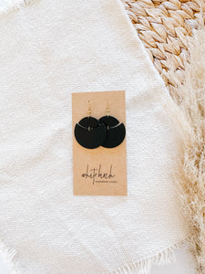 Smooth Black Geometric Crescent Earrings