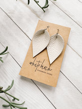 Load image into Gallery viewer, *SALE* Creamy Tan Leather Small Leaf Earrings With Sterling Silver Hook
