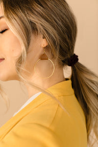 Saddle Leather & Brass Circle Earrings