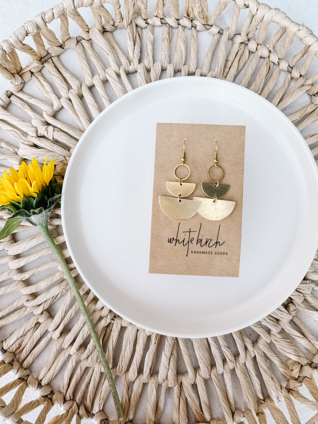 Brass Half Moon Small Statement Earrings