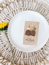 Load image into Gallery viewer, Distressed Rust Brown Leather and Brass Earrings
