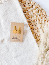 Load image into Gallery viewer, Brass Stud Earrings, Thin Post With Brass Disc
