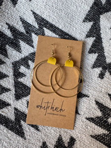 *SALE* Yellow Leather & Brass Circles Earrings