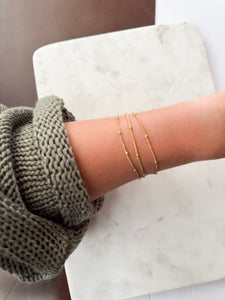 Triple Tiny Chain 18K Gold Plated Stainless Steel Bracelet