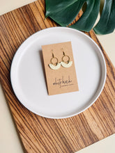 Load image into Gallery viewer, Butter Yellow Leather and Brass Ring Earrings
