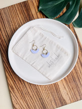 Load image into Gallery viewer, Vibrant Lavendar Leather and Brass Ring Earrings
